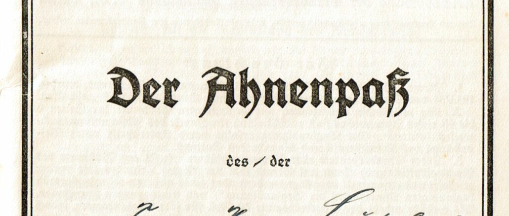 Titel Ahnenpass Friedrich Heinrich Lauterbach